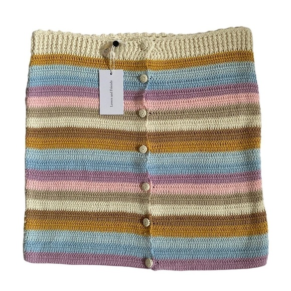 Lovers + Friends NEW Size Large Lisette Crochet Skirt Stripe Beach Revolve NWT - Picture 3 of 10